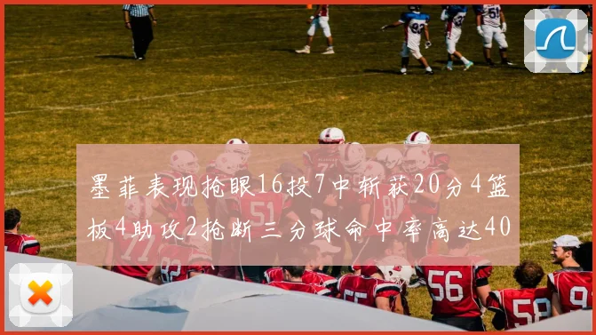 墨菲表现抢眼16投7中斩获20分4篮板4助攻2抢断三分球命中率高达40